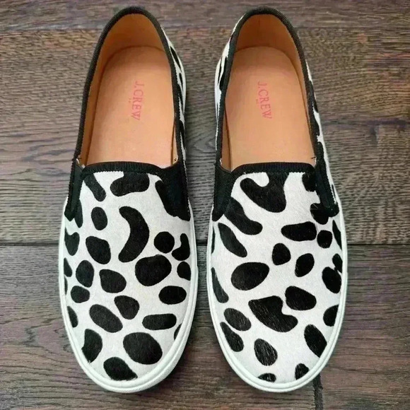 J. Crew Leopard  Print Calf Hair Sneaker - Picture 1 of 9
